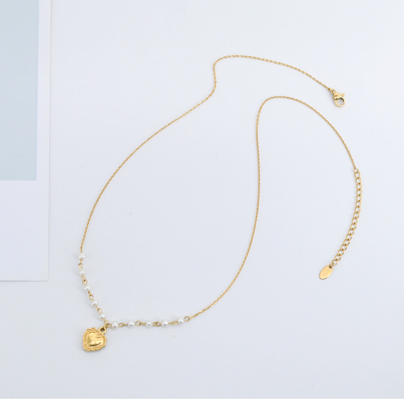 Fashion Heart Shape Titanium Steel Gold Plated Pendant Necklace 1 Piece