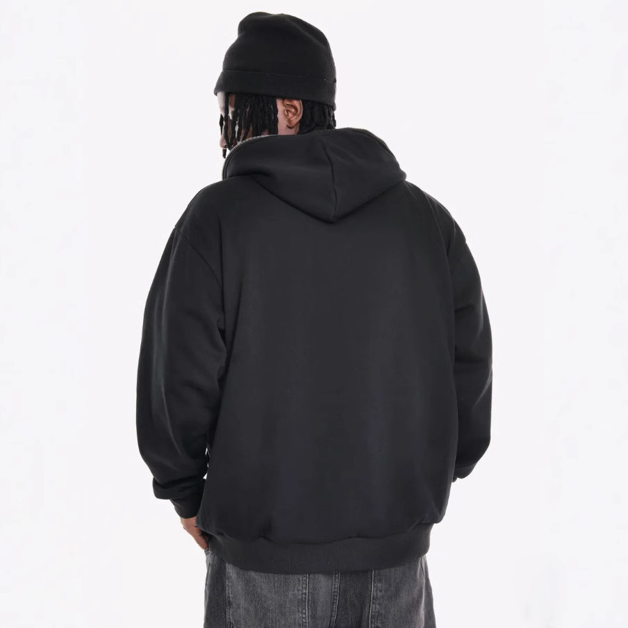 Europa y los Estados Unidos retro otoño y invierno High Street Ninja sleeve con cremallera sudadera con sombrero oversize suelta con chaqueta de cardigan