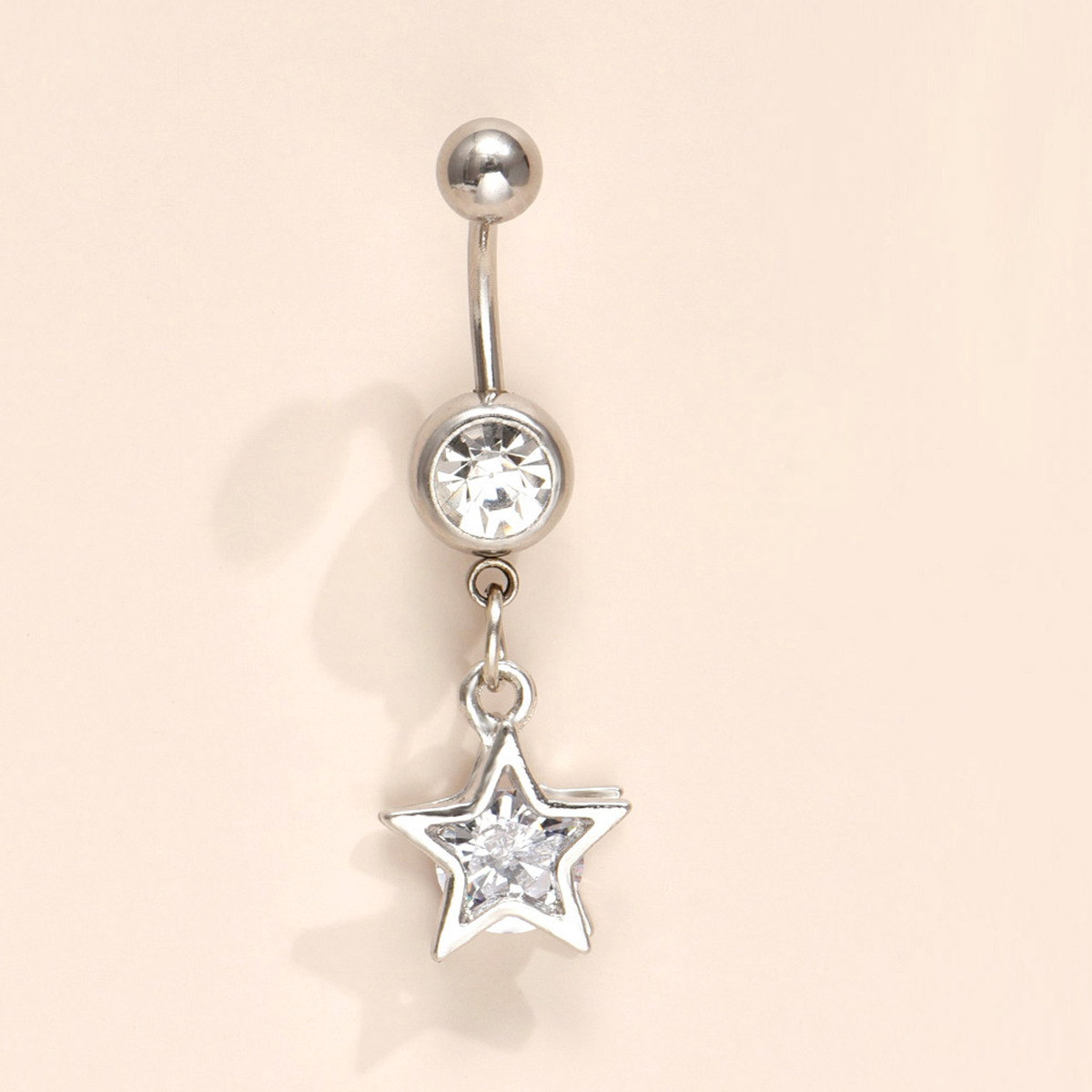 歐美時尚穿刺熱銷肚臍環 精美時尚镂空五角星肚臍扣人體穿刺飾品