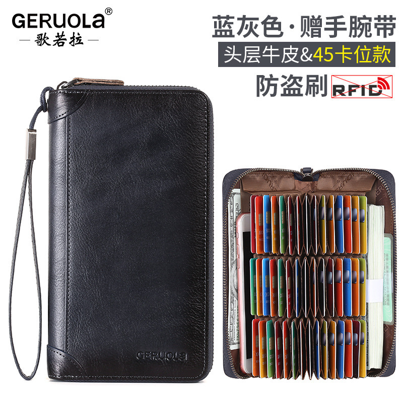 Cartera larga para hombres 2025 nuevo bolso de cuero para teléfono móvil con clip largo billetera con cremallera billetera de comercio exterior con múltiples tarjetas