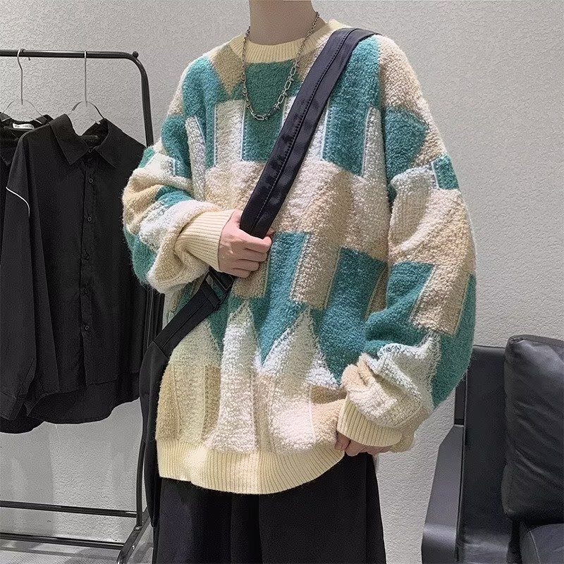 Color-block Arrow Jacquard Sweater New Arrival Spring and Autumn Fashion Brand Hip-hop Loose Couple Casual Lazy Style Sweater for Men