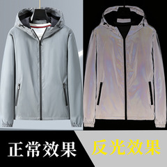 現物クロスボーダー実体二開反射ジャケットフード付きジッパートレンド防風服突撃服通常コート
