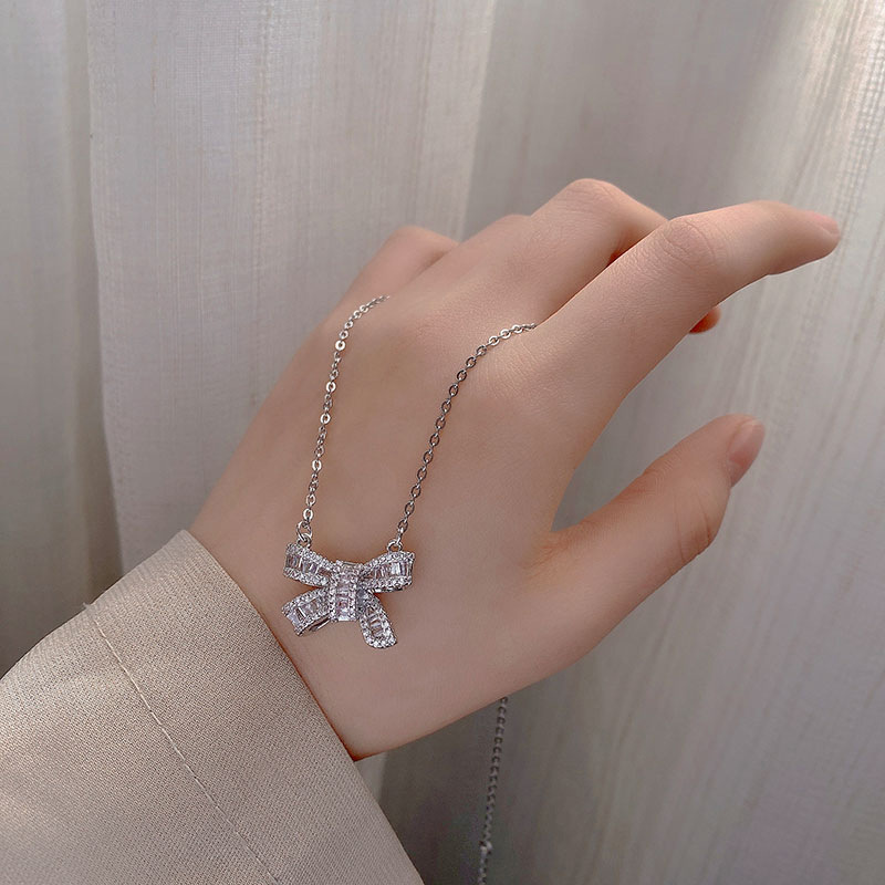 Women's Gender IG Style Bow Knot Alloy Titanium Steel Plating Inlay Zircon Women's Rings Earrings Necklace
