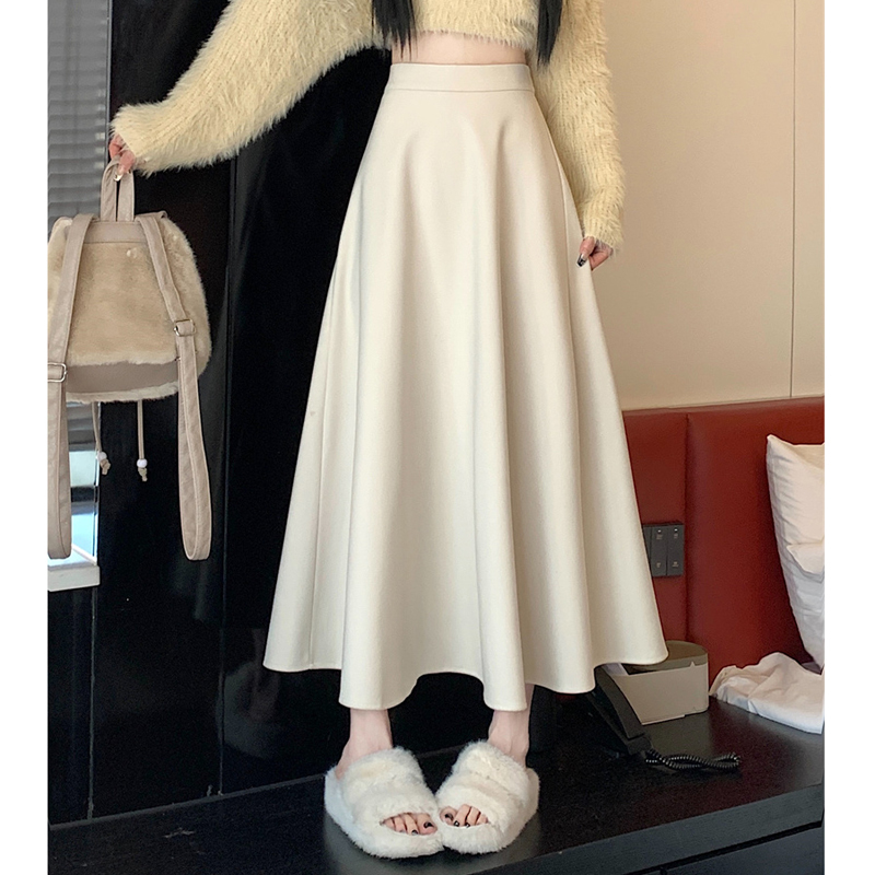 High-Waisted Half-Length Suit Skirt for Women in Autumn and Winter New Style Versatile Slimming Look Large Hem Umbrella Skirt Mid-Length A-Line Pleated Skirt