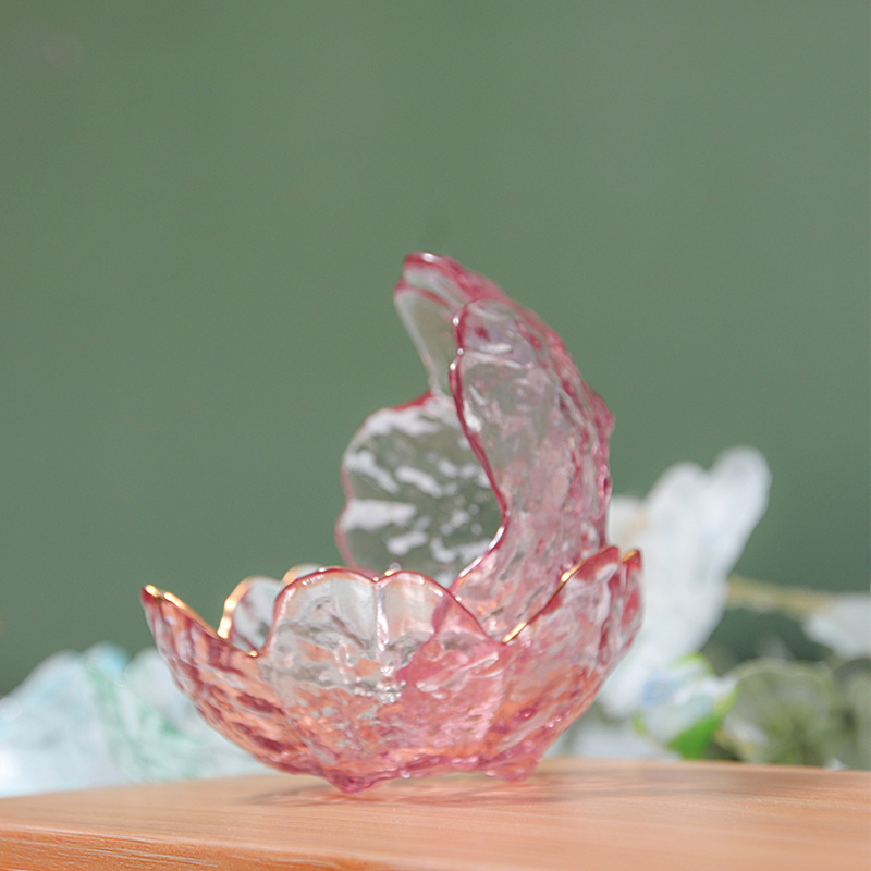 Japanese-Style Household Pink Cherry Blossom Plate Glass Sauce Dish Creative Small Dish Vinegar Dish Hot Pot Seasoning Dipping Dish