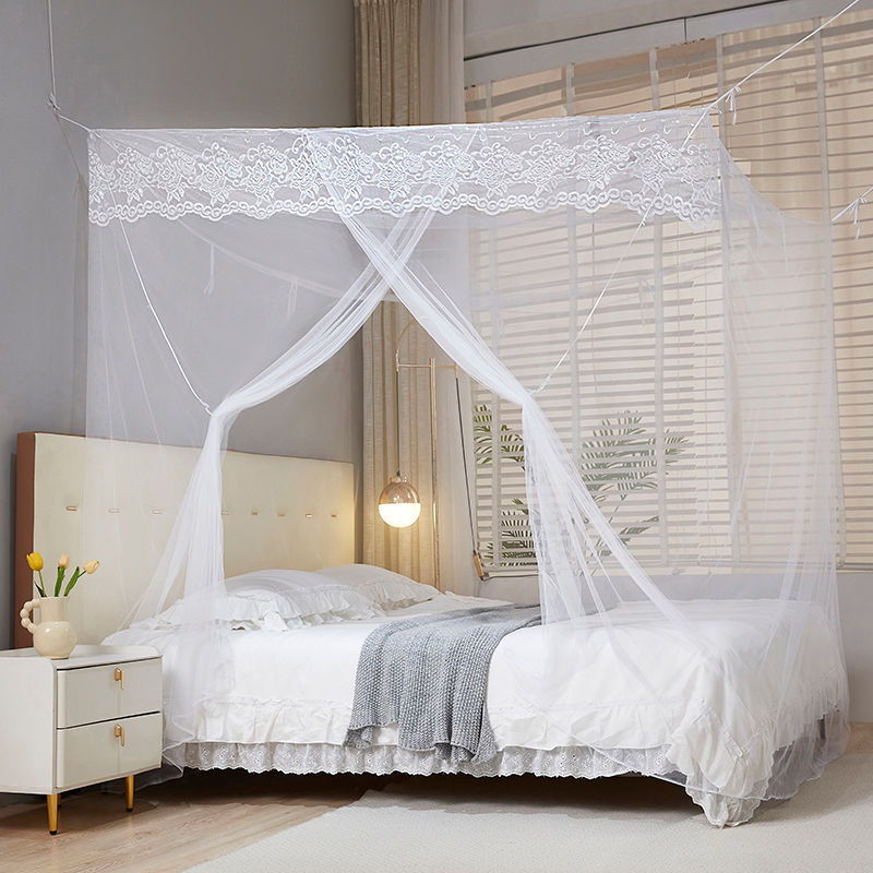 Old-Style Thickened Mosquito Net for Home Use, 1.5m Floor-Standing Double Bed Net with Open-Door Encryption, 1.08m m Floor-Standing Tie Rope