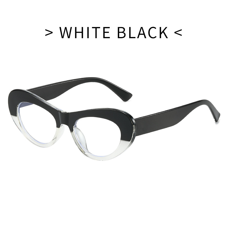 Marco pequeño espejo plano anti-luz azul de forma especial estilo europeo y americano elíptico femenino ultraligero triángulo ojo de gato montura gafas marea 6514