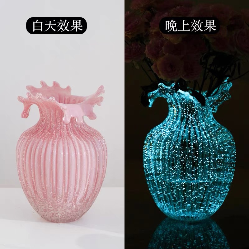 Estilo nórdico creativo simple vasos de vidrio luminoso hermoso y ligero acuocultura acuática decoración de la sala de estar