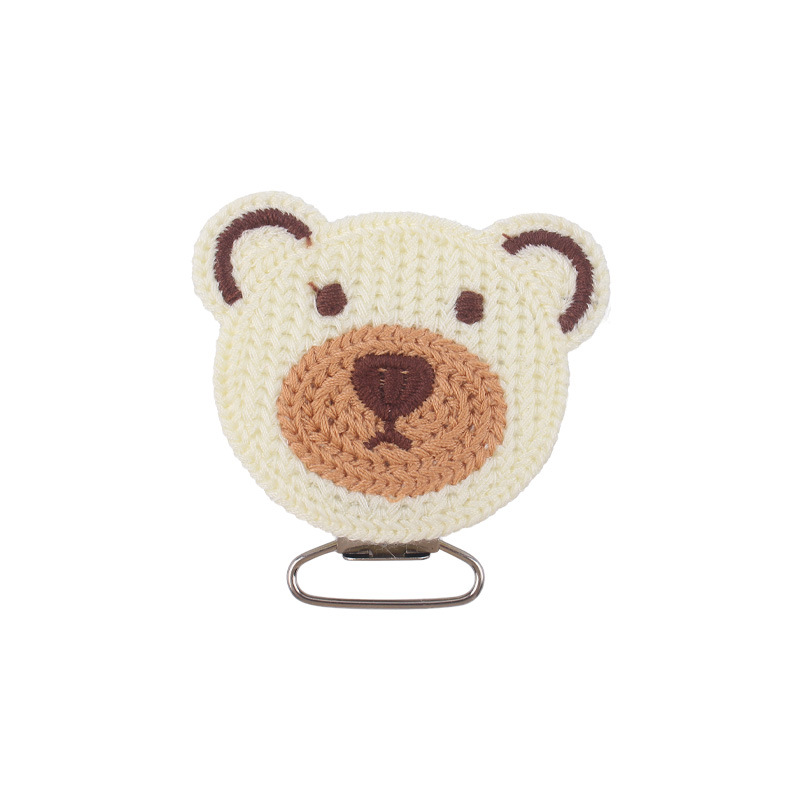 Nuevos suministros para bebés crochet DIY oso cabeza chupete clip bebé oso de dibujos animados clip chupete cadena anti-caída cadena accesorios