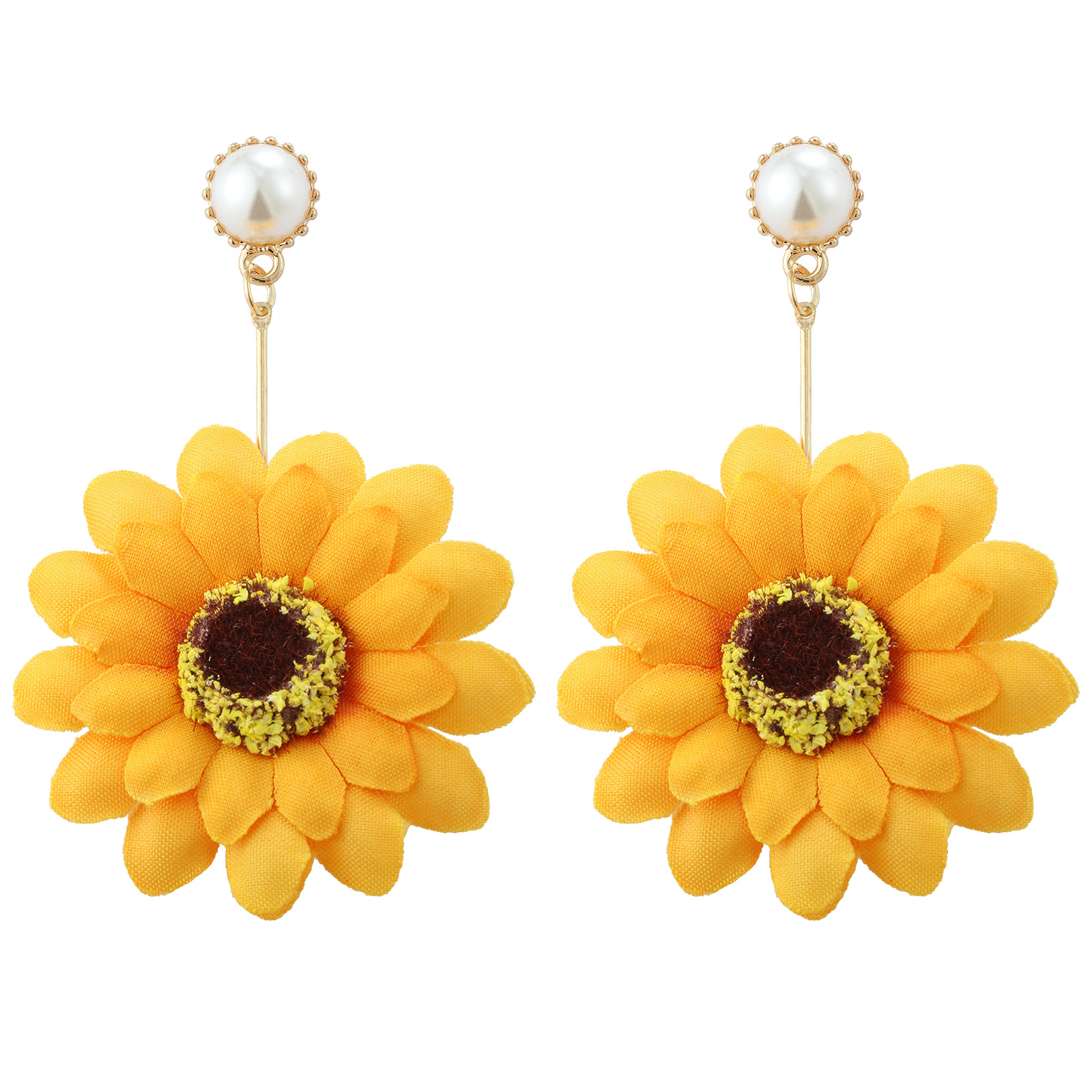 Retro Net Gauze Fabric Flower Inlaid Pearl Earrings display picture 3