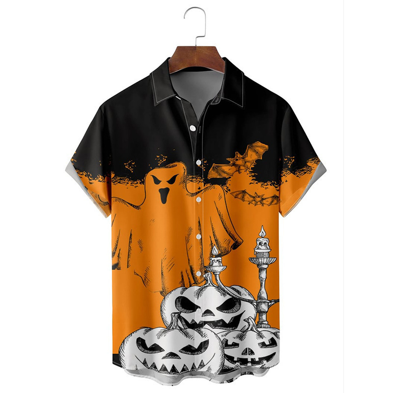 Independent Website European and American Foreign Trade Cross-Border Trendy Halloween 3D Digital Print Lv Loose Short-Sleeve Shirt Men's Clothing Independent Website European and American Foreign Trade Cross-Border Trendy Halloween 3D Digital Print Lv Loose Short-Sleeve Shirt Men's Clothing