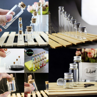 50 Corked Glass Bottles with Large Beads, Small Bottles with Rubber Stoppers, Class Wish Rice, Small Jars to Store Gold Grains and Wheat
