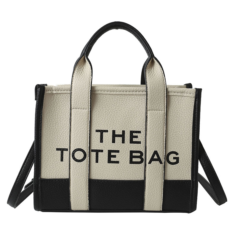 Bolso tote de comercio exterior para mujer 2023, nuevo bolso de mano moderno europeo y americano, bolso bandolera con estampado de letras y bloques de color.
