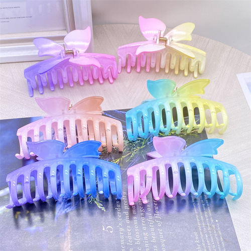 New cross-border redbud flower hairpin for women, plumeria flower grabber, gradient color, high-end, colorful shark hairpin hair accessory