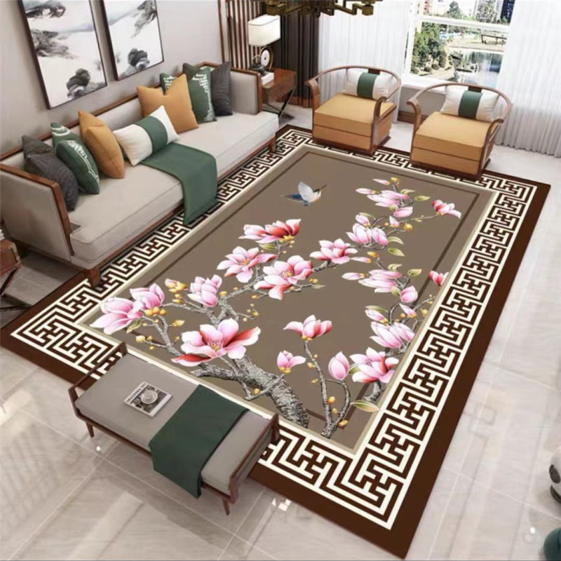 現代の新しい中国風のカーペットリビングルームのコーヒーテーブルブランケットシンプルで軽い高級ヨーロッパスタイルの中国風のソファフロアマット寝室のベッドサイドブランケット|undefined