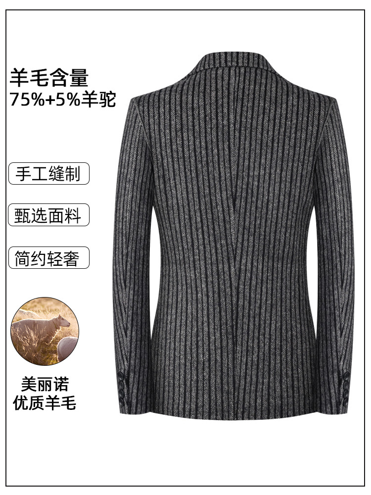 2024 otoño e invierno lana de doble cara individual traje casual de hombre occidental chaqueta de ropa occidental de lana de negocios a rayas