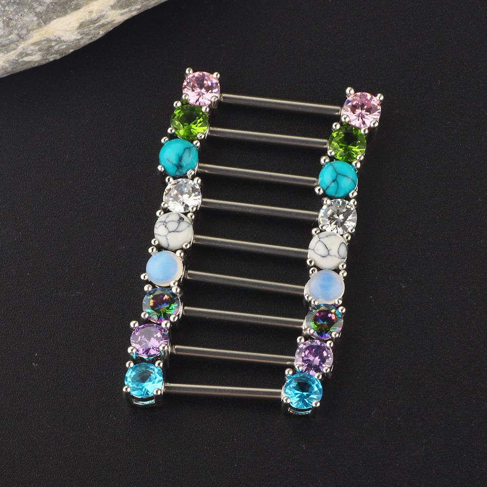 Simple Style Solid Color Stainless Steel Inlay Zircon Adhesive nail 1 Piece