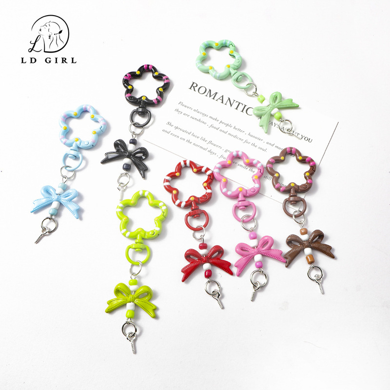 Colorful Small Flower Swivel Spring Clasp with Bowknot and Horn-Shaped Pin DIY Jewelry Accessories Pendant Keychain Colorful Small Flower Swivel Spring Clasp with Bowknot and Horn-Shaped Pin DIY Jewelry Accessories Pendant Keychain