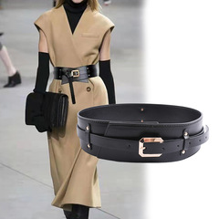新款女士腰帶寬針扣皮帶時尚休閒純色配連衣裙大衣襯衫裝飾帶腰封