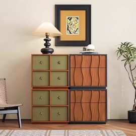 中古风卧室床头柜收纳床尾柜客厅模块自由组合电视柜置物柜边柜