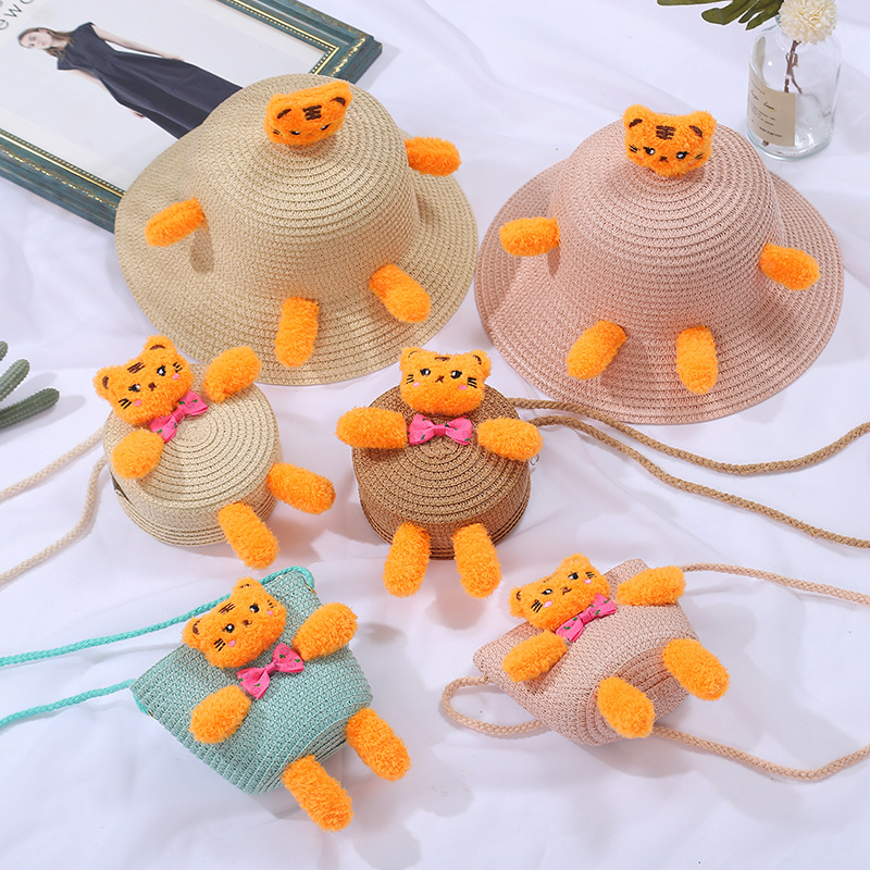 138g Weight Weave Fashion Element Zipper Closure Type Single Shoulder Strap Strap Type Straw Bag Bags Type Casual, Holiday Occasion Straw Material Animal, Cartoon Pattern Spring&Summer Season Kid'S Gender Cute Style Round, Bucket Shape Kid'S Straw Animal Cartoon Cute Weave Round Bucket Zipper Straw Bag 2