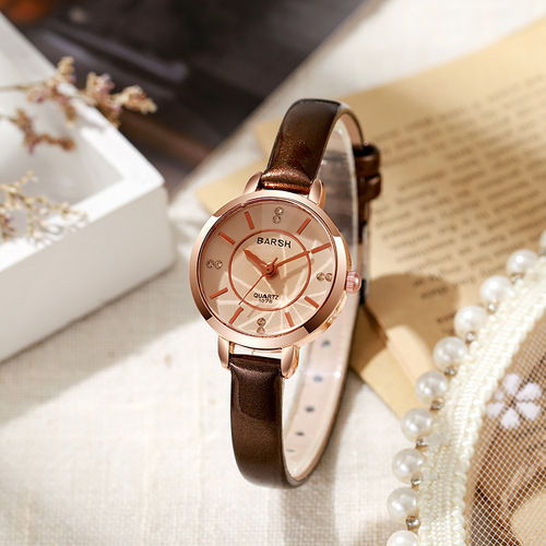 New Arrival Fashion Niche Student Women's Round Watch for Ladies, Elegant Leather Strap, High-End Lightweight Luxury Quartz Watch