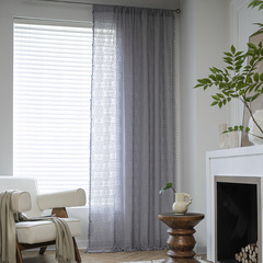I'manqi Yun Curtains, Finished Product – Gray, Crocheted, Light-Transmitting, American Rustic Style, Featuring Elegant Hollow Designs for Living Room, Balcony, and Bedroom Bay Windows.