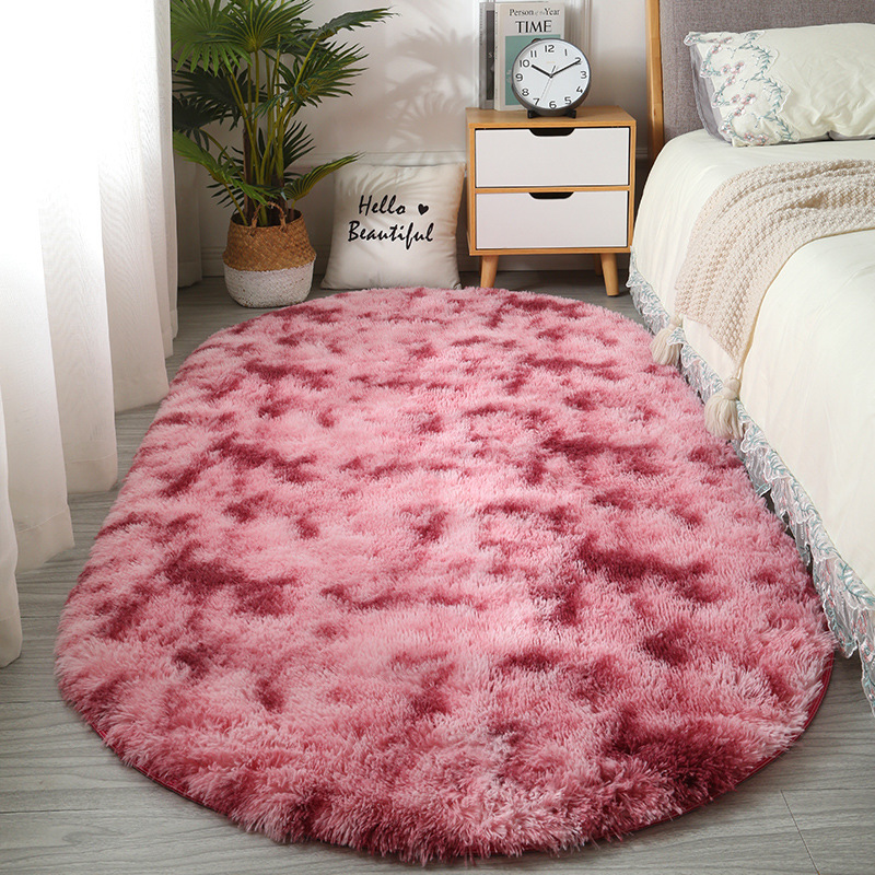 Cross-border oval silk wool carpet custom-made bedroom bedside carpet master bedroom bed front foot pad silk wool carpet carpet 2