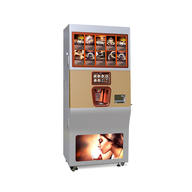 Gran máquina automática de café recién molido comercial de autoservicio código de escaneo máquina expendedora no tripulada fabricante de máquinas de café frío y caliente