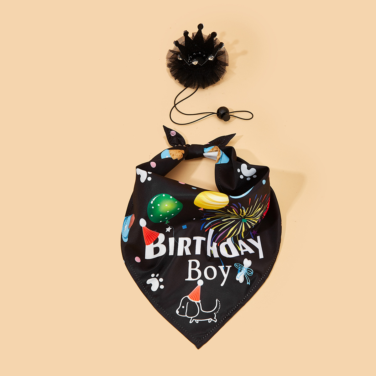 Conjunto de Gorro y Pañuelo de Cumpleaños para Mascotas de Poliéster
