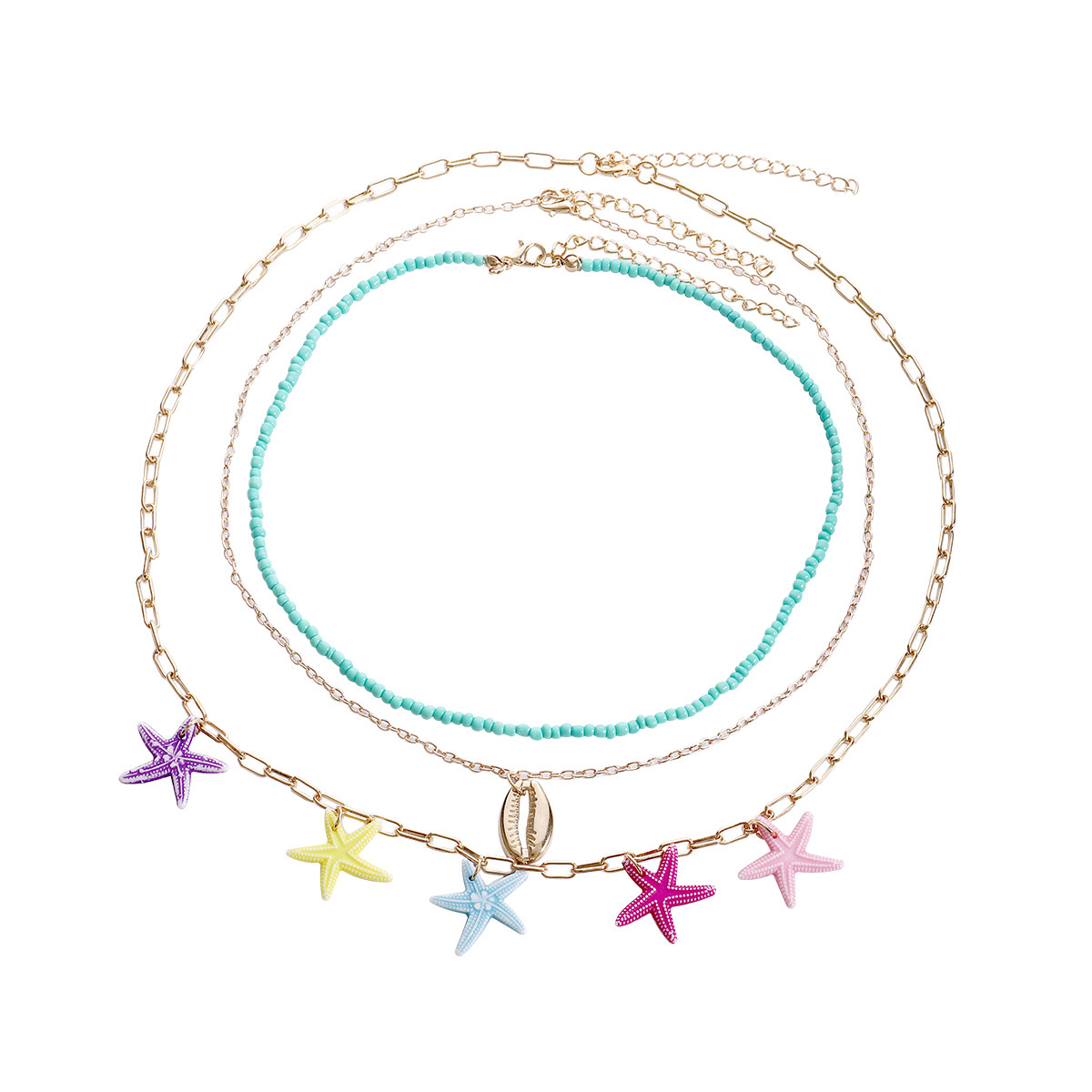 Vacation Starfish Alloy Plating Womenu0027S Layered Necklaces