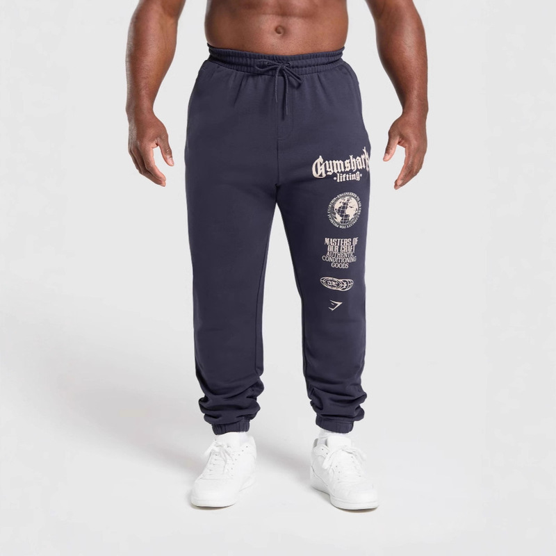 Cross-Border Gymshark Men's Sports Pants Joggers Gym Muscle Fitness Casual Pants Cotton Printed Long Pants