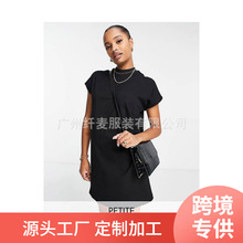 跨境外贸女装速卖通2022新款维罗莫达小巧高领T黑色迷你连衣裙