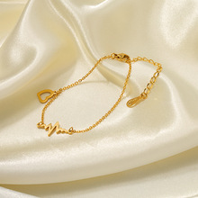 网红同款爱心心电图钛钢脚链女腿环饰品女士沙滩首饰配饰现货批发