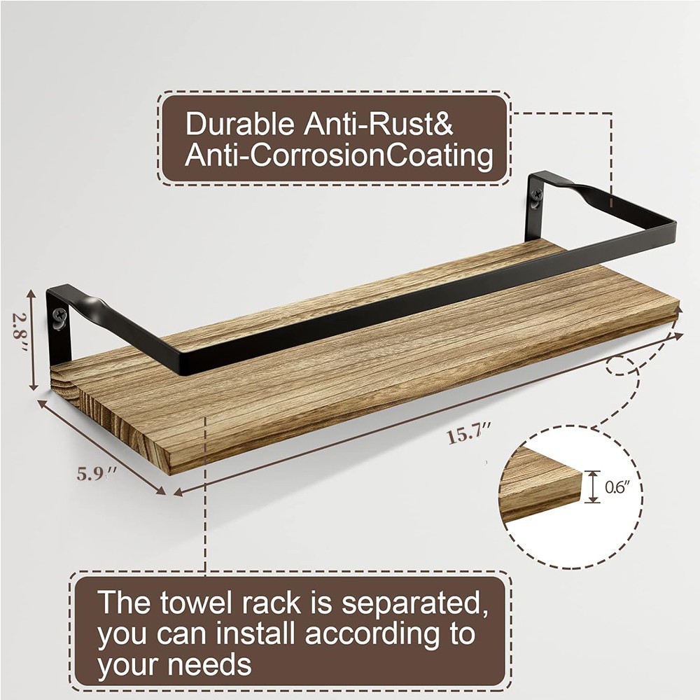Rejillas de pared suspendidas transfronterizas Rejillas flotantes de madera Rejillas de almacenamiento de baño Cocina Sala de estar Rejillas de partición montadas en la pared