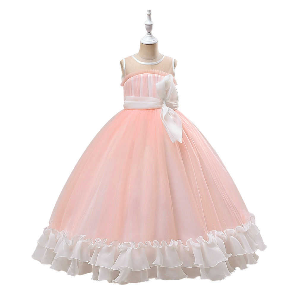 Amazon nuevas niñas vestido largo malla arco vestido de novia vestido de niña de las flores vestido de princesa vestido de fiesta