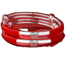 银手镯婴儿新生儿手镯9小孩子小老虎兔宝宝满月足银锁厂家批发