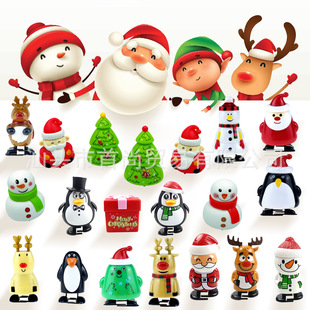 Cross-border Christmas clockwork toys will go on the chain Christmas tree old man elk snowman doll pull back car wholesale