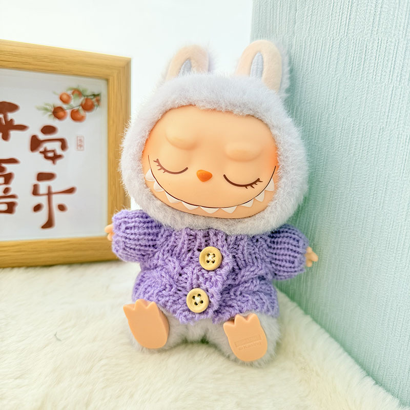Solo ropa] Llavero de primera y segunda generación Labubu colgante de ropa Rabubu ropa de bebé suéter de punto traje de sombrero