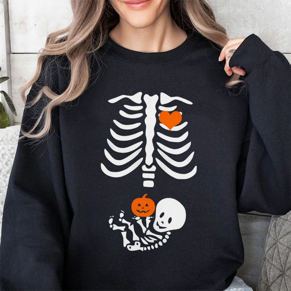 Skeleton Halloween Maternity Sweatshirt Funny Pregnancy