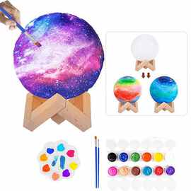 1套 颜色：图片色 材质：木头+塑料 月球灯 手绘星球灯 diy摆件