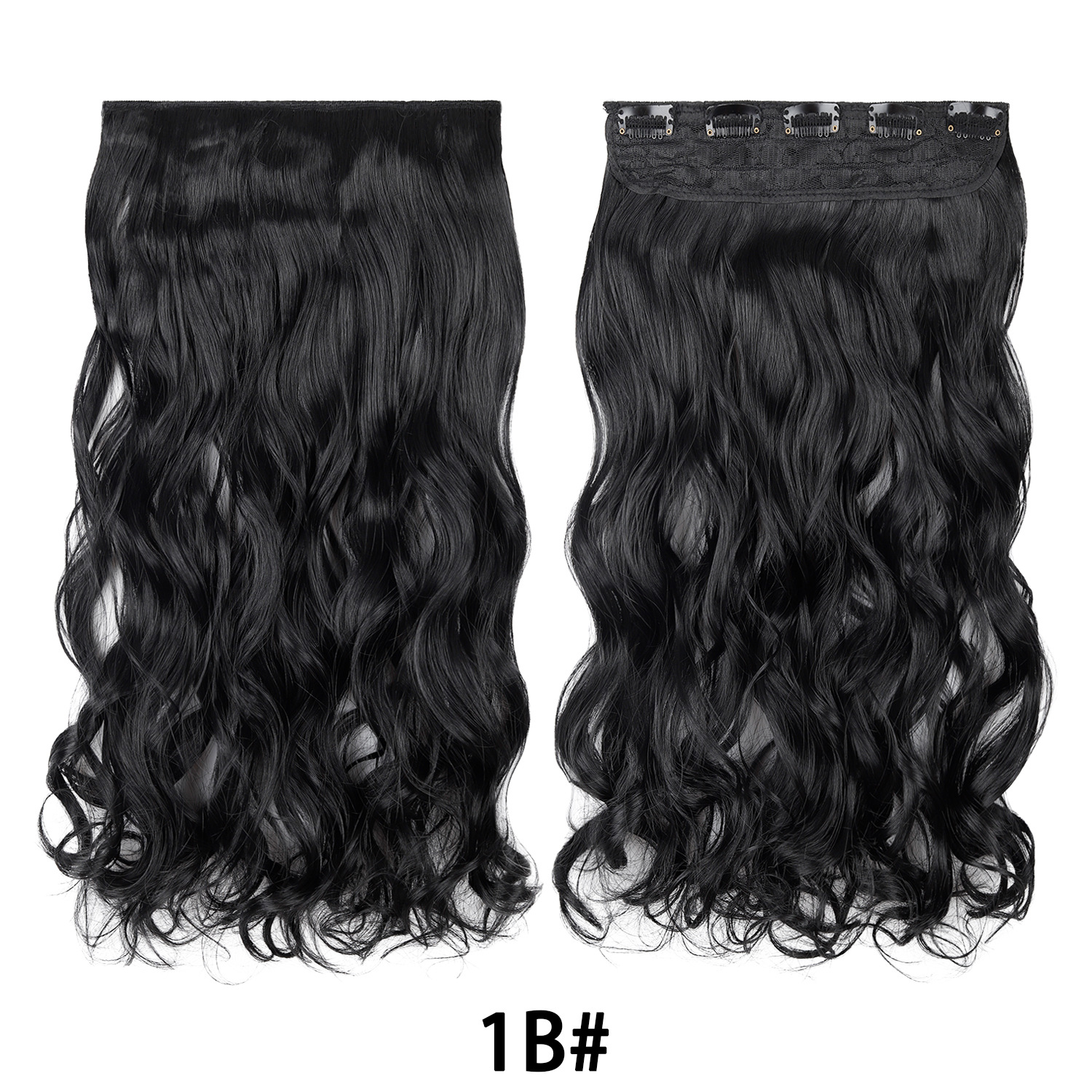 Extensión de Cabello de 5 Clips de 18 Pulgadas de Fibra de Alta Temperatura Rizado para Señoras