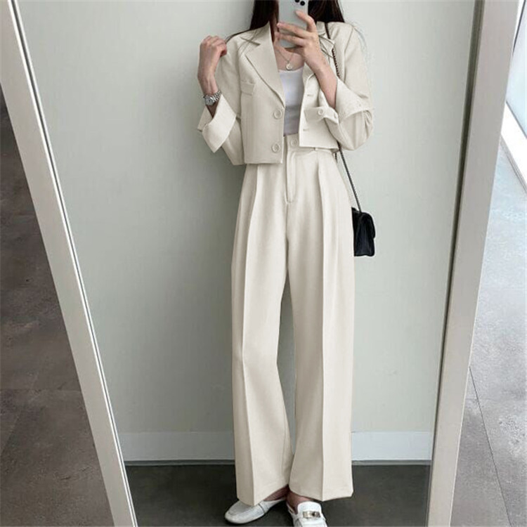 新品2022春夏秋季网红休闲英伦风小西套装女士短款韩版西服上衣详情13