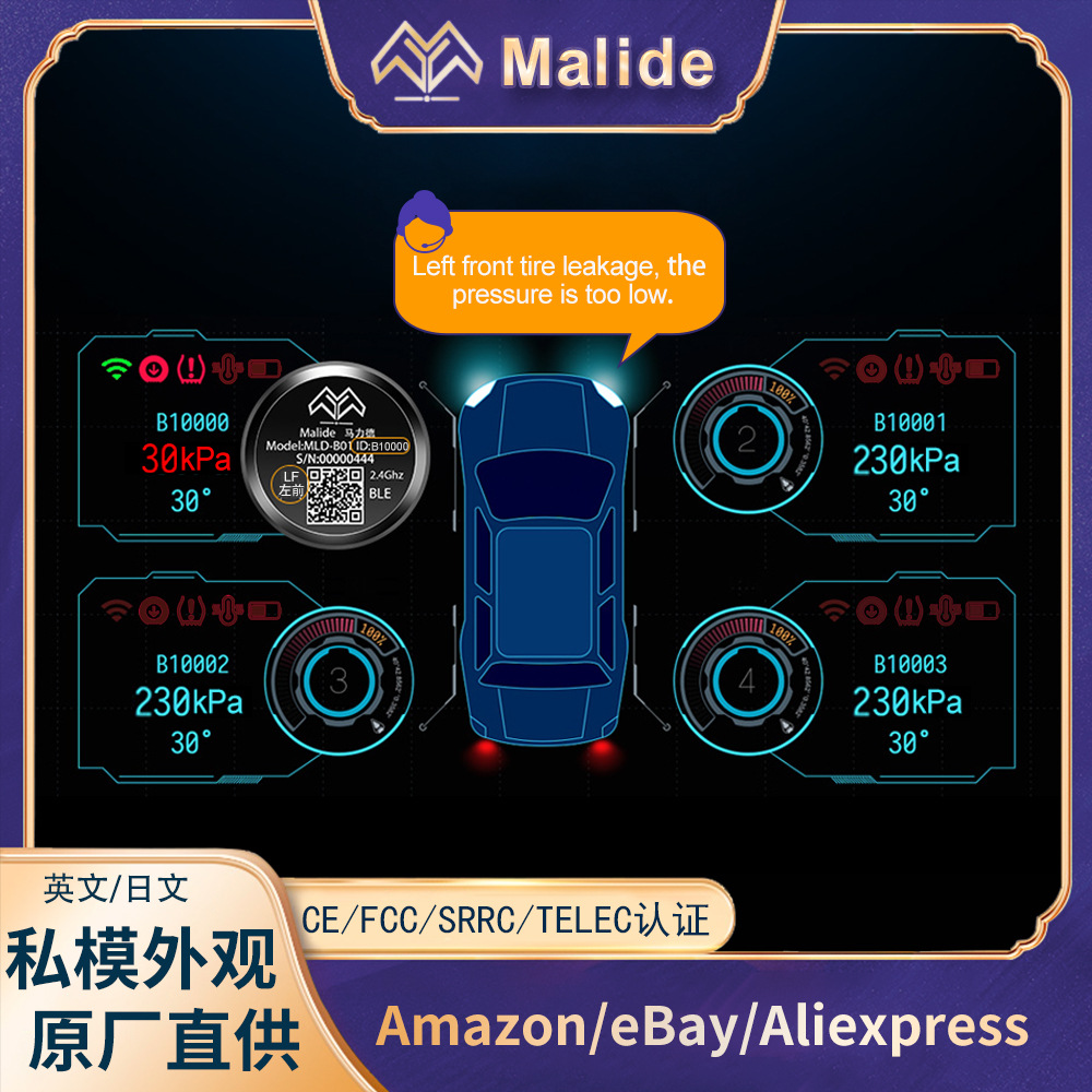 【跨境款】蓝牙汽车胎压监测器 轮胎通用胎压计Bluetooth TPMS