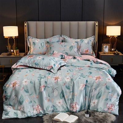 new pattern printing Tencel Four piece suit washing Real silk Naked summer Two-sided Tencel Borneol printing The bed Supplies