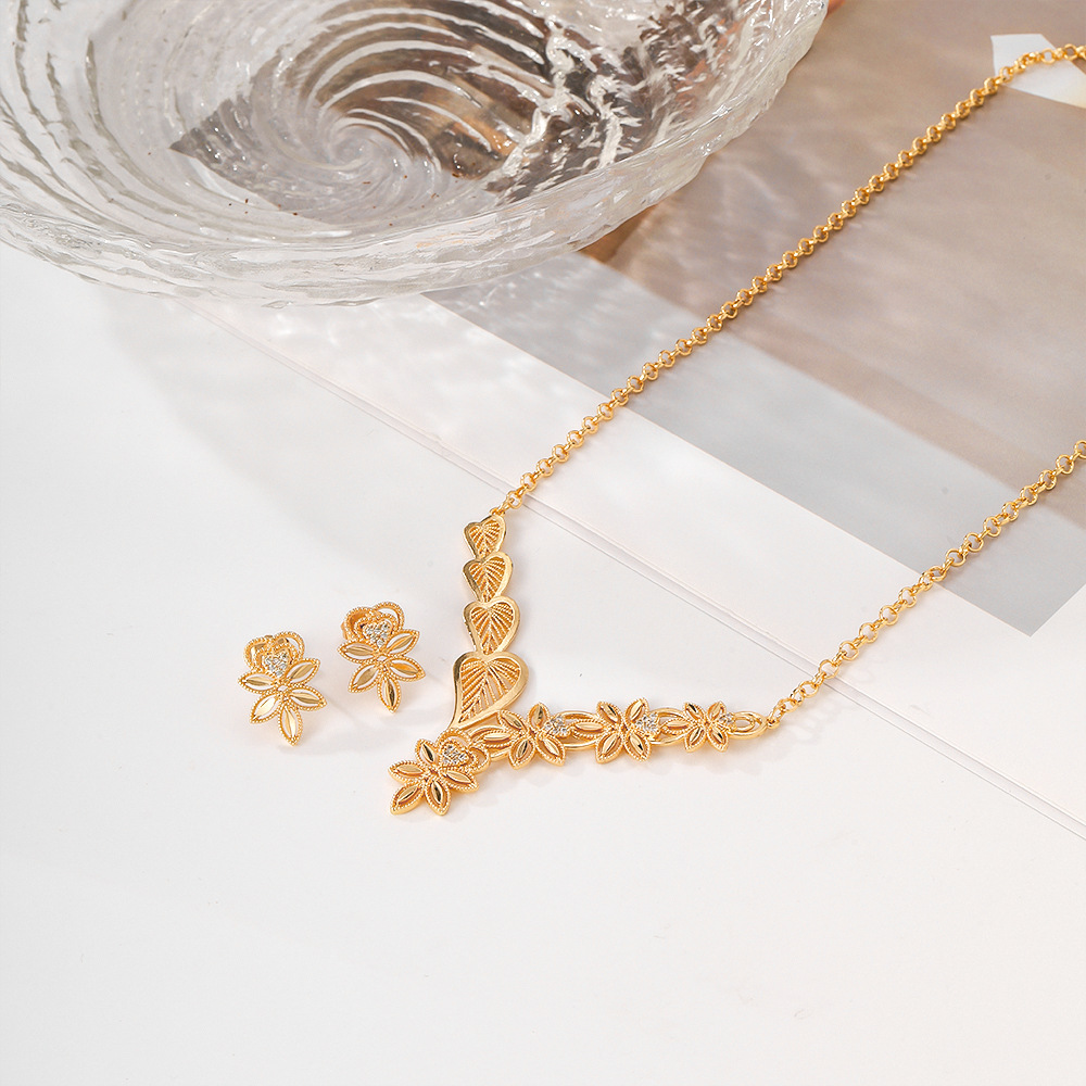 Europa y América opciones transfronterizas collares joyas juegos de joyas de mujer collares de orejas de bronce joyas de moda de Oriente Medio image 3