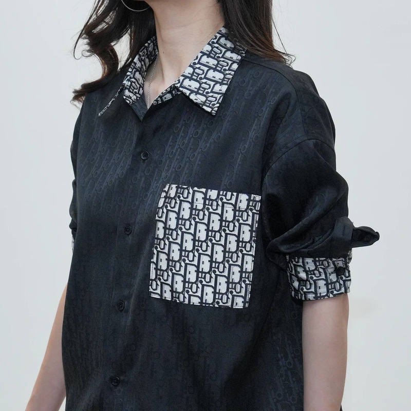 2025 New European and American Long-Sleeved Shirts with Letter Design Loose Jackets High-Quality Shirts Versatile for Men