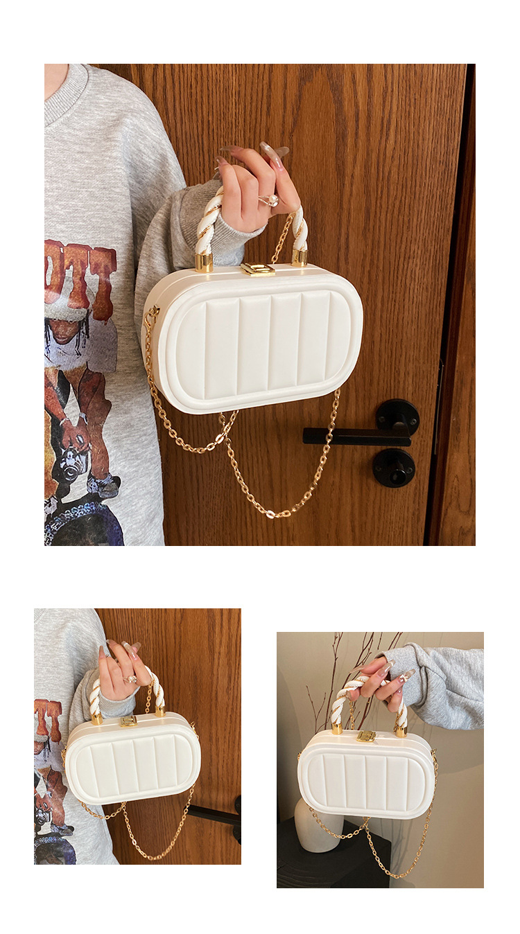 Borsa a forma di scatola a catena Borsa quadrata piccola Borsa a tracolla semplice alla moda femminile Borsa a tracolla 2024 Nuova borsa a tracolla_voghion.com