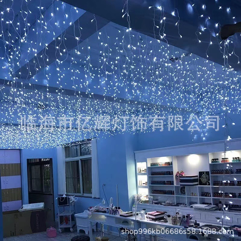 led 防水瀑布灯节日灯闪灯冰条灯窗帘灯户外满天星灯串室外星星灯|undefined