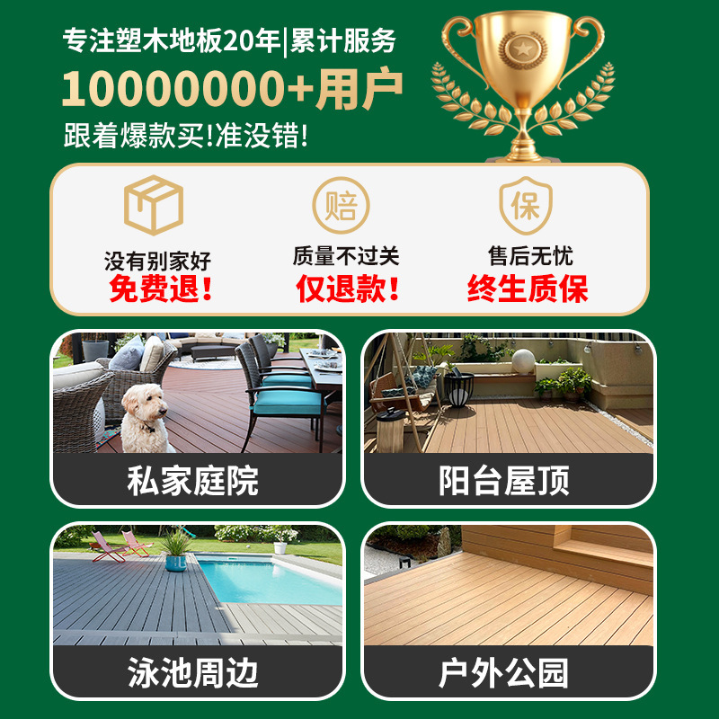プラスチック木材屋外アルミニウム合金床中庭テラス床舗装屋外防食木材第二世代シームレスガーデンフロア|undefined